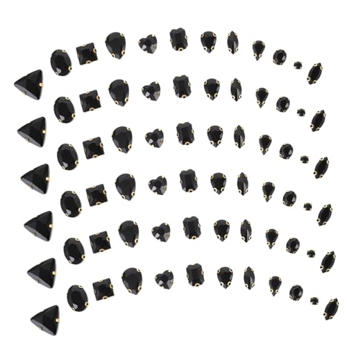 ARTIBETTER 130 Stück Accessoires Annähen Große Strasssteine Edelsteine ​​zum Basteln Dekorationen Strasssteine ​​für Kleidung Schwarz Strasssteine ​​nähen Strassdekore Reize Black Glas von Artibetter