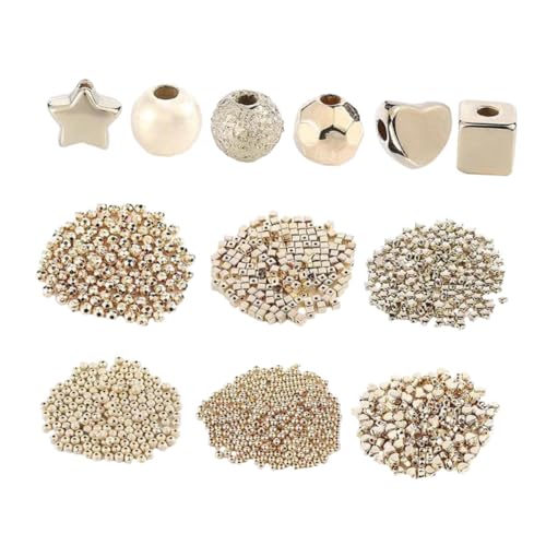 ARTIBETTER 1300 Stück Goldene Dekorative Abstandshalter Perlen Langlebige DIY Schmuckperlen für Armbänder Halsketten Bastelzubehör Große Lochgröße Vielseitig für Individuelle von Artibetter