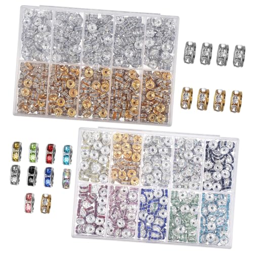 ARTIBETTER 1400Stücke Strass Abstandsperlen Goldene und Silberne Perlen Schmuckherstellung Bastelperlen für Armbänder DIY Kunsthandwerk Leuchtende Farben Vielseitig von Artibetter