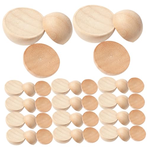 ARTIBETTER 150 Stück Halbrunde Holzkugeln Naturbelassene Unbemalte Holzperlen für Schmuckherstellung DIY Bastelbedarf Glatte Oberfläche Vielseitig Einsetzbar für Dekoration von Artibetter