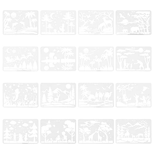 ARTIBETTER 16 Blatt Schablonen für Kreative Malprojekte Wiederverwendbare Schablonen für Erwachsene zum Sprühen Zeichnen und Basteln Vielseitig für Wandgestaltung und Scrapbooking von Artibetter