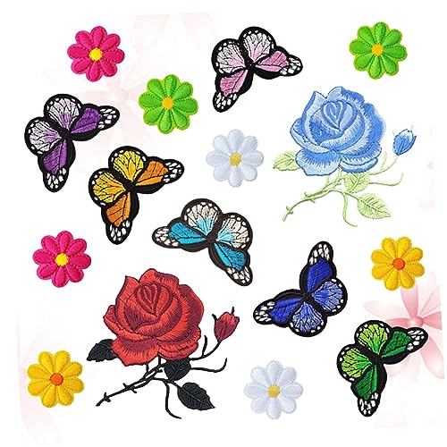 ARTIBETTER 16 Stck. Teiliges Patch Aufnäher zum Aufbügeln Rosen Stickerei für Jeans Taschen Kleidung und Bastelprojekte Einfach zu Verwenden mit Bügeleisen oder Nähmaschine von Artibetter