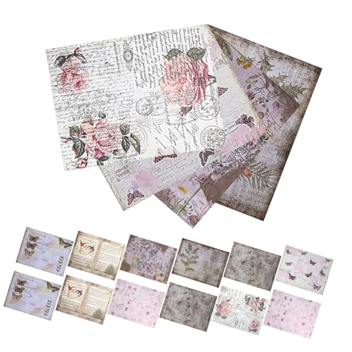 ARTIBETTER 16Stücke Vintage Scrapbooking Retro Dekoratives für DIY Handbuch Tagebuch Scrapbooking und Bastelprojekte mit Klaren Mustern und Verschiedenen Farben von Artibetter