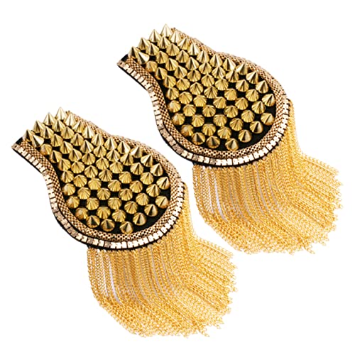 ARTIBETTER 1Paar Genietete Epauletten mit Quasten Goldene Schulterabzeichen für Bühnenzubehör und Jacken Leicht und Langlebig Perfektes Accessoire für Outfits von Artibetter
