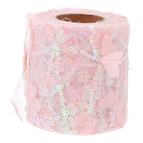 ARTIBETTER 1Rolle DIY Schmetterlingsband Paillettenband Gestickt für Kunsthandwerk und Dekoration Langlebiges Anpassbar für Bastelprojekte Dunkelpink von Artibetter