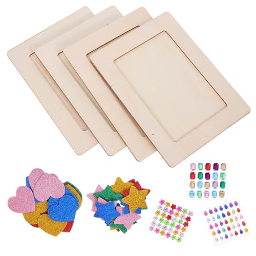ARTIBETTER 1Satz DIY Bilderrahmen Holz für Unfertige Fotorahmen mit Aufklebern Bastelaktivitäten für Familien Holzrahmen Dekorationen für Kinderkunstwerke von Artibetter