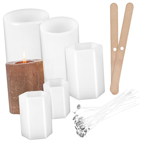 ARTIBETTER 1Satz Säulenkerzenform Silikon mit Formen Kerzendochten und Haltern für DIY Kerzenherstellung Einfach zu Entformen und Geruchslos Besondere von Artibetter