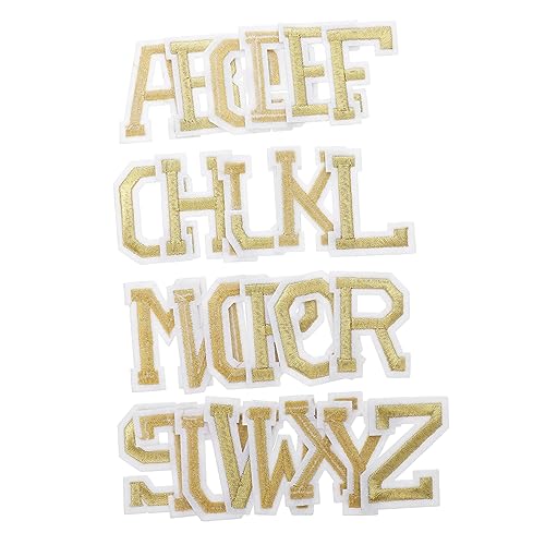 ARTIBETTER 2 Aufkleber Flecken Aufnäher mit Buchstaben Stickerei-Patch-Kit Tuch alphabet sticker letter stickers applw Stickerei-Patch-Versorgung DIY-Versorgung Heißschmelzklebefolie Golden von Artibetter