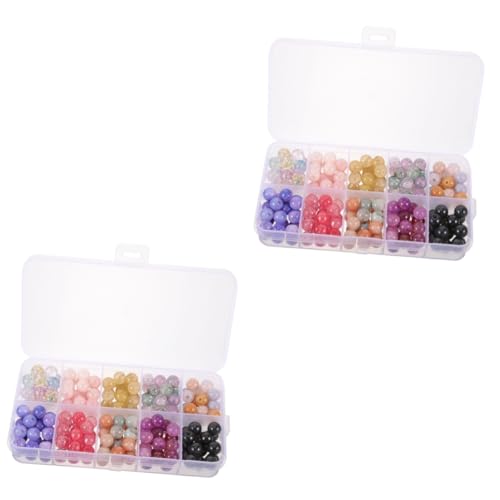 ARTIBETTER 2 Boxen Runde Glasperlen Glatte Diy Bastelperlen für Armbänder und Ohrringe Bunte Natürliche Steinperlen für Schmuckherstellung und Kreative Projekte von Artibetter