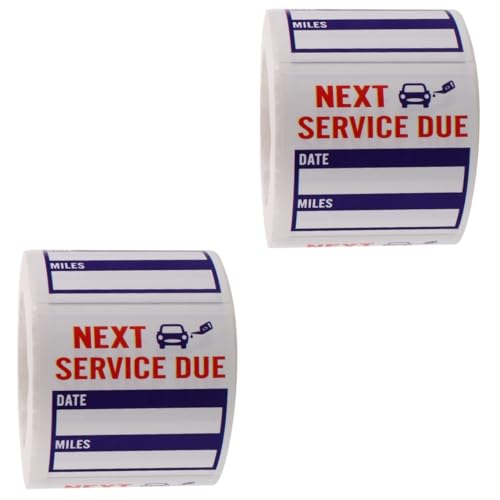 ARTIBETTER 2 Rollen Aufkleber für Autos Selbstklebender Service Sticker Wartungserinnerung für Fahrzeugpflege pro Langlebig von Artibetter