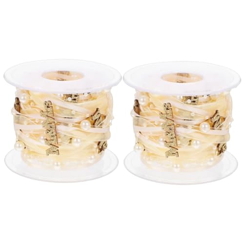 ARTIBETTER 2 Rollen Hochzeitsdekorationsband Burgund Dekorationen Satinbänder Groß Dekorativ Stoffbänder Bogen Braut- Bänder Für Handwerk Wünschen Party Samtband Herstellung Polyester Golden von Artibetter