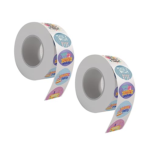 ARTIBETTER 2 Rollen Runde Geburtstagsaufkleber Cartoon Stickerlabels Selbstklebend für Diy Bastelprojekte und Partys von Artibetter