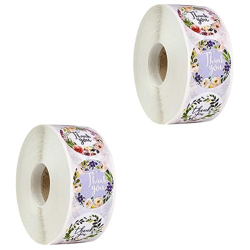ARTIBETTER 2 Rollen Runde Selbstklebende Dankesaufkleber mit Blumenmuster pro Rolle für Geschenkverpackungen Partys und Dekoration Stark Haftend und Vielseitig Einsetzbar von Artibetter