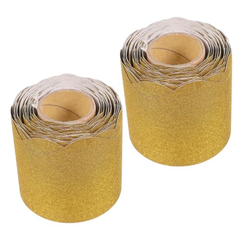 ARTIBETTER 2 Rollen Tafel-Rand-Aufkleber Rollrandbesatz gewelltes Pinnwandpapier Bordürenaufkleber Klassenzimmergrenzen Glitzerbordüren austauschbarer Pinnwandrand Pinnwand-Grenze Yellow ARTIBETTER 2 Rollen Tafel-Rand-Aufkleber Rollrandbesatz gewelltes Pinnwandpapier Bordürenaufkleber Klassenzimmergrenzen Glitzerbordüren austauschbarer Pinnwandrand Pinnwand-Grenze Yellow von Artibetter