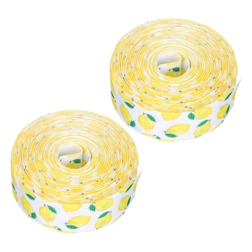 ARTIBETTER 2 Rollen Zitronen-drahtkante Satinband Polyester Bastelband für Geschenkverpackung DIY Schleifen Kränze Partydekoration Vielseitiges Fruchtmuster-band von Artibetter