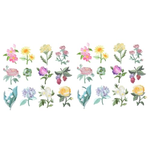 ARTIBETTER 2 Sätze Blumenbeet Floral Gestickte Applikationen Gestickte Blumenflecken Aufnäher Für Blumenkleidung Party Stickerei Kleidung Gestickter Aufnäher Nähen Stoff 12 Stück * 2 von Artibetter