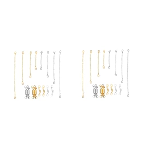 ARTIBETTER 2 Sätze Cylindrische Magnetverschluss Kettenverlängerung Gold und Silber Diy Schmuckzubehör mit Magnetverschluss für Armbänder und von Artibetter