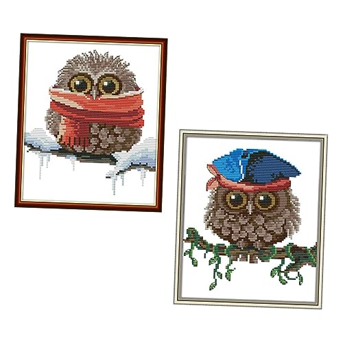 ARTIBETTER 2 Sätze Eule Malen Diy-stickerei Eule Kreuzstich Eulenstickerei Kreuzstich Für Anfänger Diy Zubehör Vorgedruckte Stoffstickerei Stickmaterial Selber Machen Ökologische Baumwolle von Artibetter