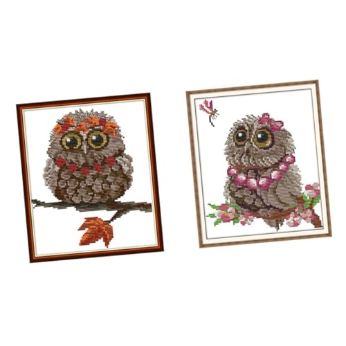 ARTIBETTER 2 Sätze Eule malen sticken stickmuster stickrahmen set stickset stickerset bastelsachen Kreuzstichverzierung Eulenstickerei Eule Kreuzstich DIY zubehör Ökologische Baumwolle von Artibetter