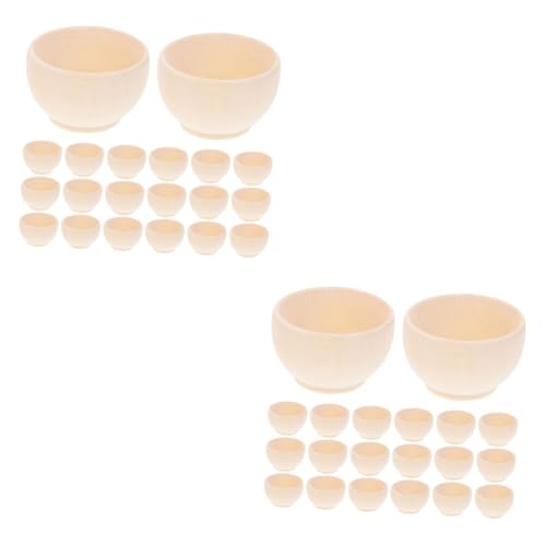 ARTIBETTER 2 Sätze Kreativ Gestrichene Holzschale Handwerk Schüsseln Mini Für Dekorativ Kleine Gewürzschalen Kleine Runde Schale Unvollendete Leere Schalen Unfertige Holzschalen 20 Stück * 2 von Artibetter