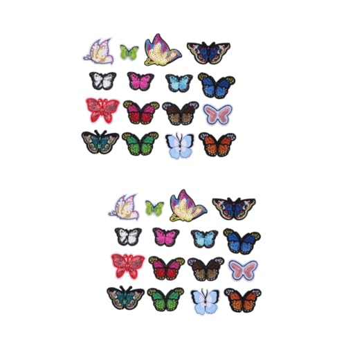 ARTIBETTER 2 Sätze Perlenbestickter Stoffaufnäher Schmetterlinge Blau Schmetterling Aufnäher Applikationen Für Kleidung Stickerei Aufnäher Schmetterling Dekorationen 16 Stück * 2 von Artibetter