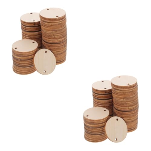 ARTIBETTER 2 Sätze Rundes Etikett Aus Holz Zeichen Runden Ornamente Wohnkultur Wohnaccessoires Wohnzimmer Dekorativ Leer Dekoration Protokoll Ästhetisch Handwerk Kreis Beige 100 Stück * 2 von Artibetter