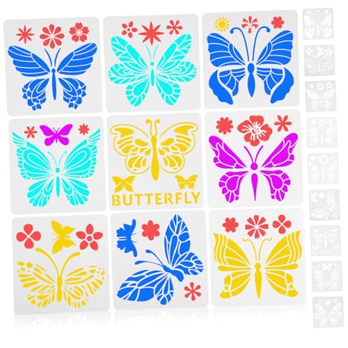 ARTIBETTER 2 Sätze Schmetterlings Schablonen Set Teiliges Diy Malvorlagen Set für Kreative Wandgestaltung Leicht zu Bedienen Sicher für Bastelarbeiten und Dekorationen von Artibetter