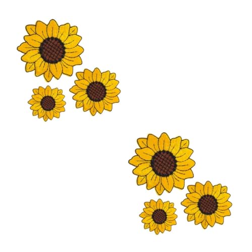 ARTIBETTER 2 Sätze Stickaufkleber Nähen Flicken Für Kleidung Dekorationen Flecken Stoffaufkleber Bügelei Stickerei-sonnenblumen-patch Kleidungsstück Dekorativer Patch Stickgarn 3 Stück * 2 von Artibetter