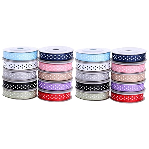 ARTIBETTER 2 Sätze Yards Dotted Pattern Ribbed Ribbon Buntes Geschenkband Für Diy Heimdekoration Hochzeits Und Partyprojekte Vielseitig Einsetzbar Strapazierfähig Und 10 Rollen * 2 von Artibetter