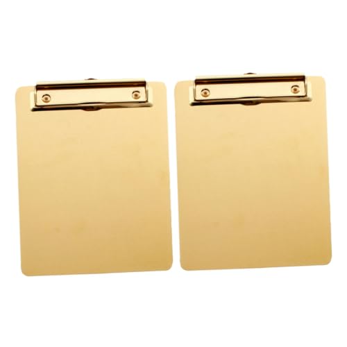 ARTIBETTER 2 Stück Dateispeicherblock a4 Klemmbretter Büro Planke dokumentieren mit Zwischenablage Klemmbrett aus Edelstahl Klemmbrett rostfrei Rostfreier Stahl Golden von Artibetter