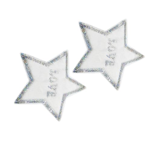 ARTIBETTER 2 Stück Fünfzackige Sterne Stoffaufkleber Knie Bestickte Pailletten Strass Patches Kleidungsflicken Für Jacken Flicken Jeans Stickerei Hosen Glitzer Sterne Applikation von Artibetter