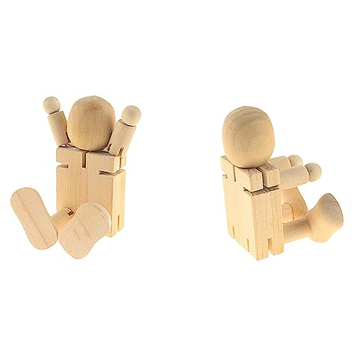 ARTIBETTER 2 Stück Holzroboter Diy Bausatz mit Beweglichen Gelenken Naturfarben Bemalbar Pädagogisches Kinderspielzeug für Kreativität und Motorikförderung Stabile Holzfigur für von Artibetter