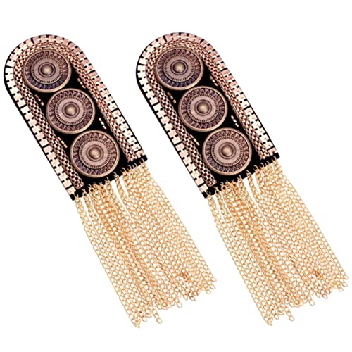 ARTIBETTER 2 Stück Metall -trankwuder Schulterklappen Quaste Zubehör Quastendekorationen Schulterpolster Vintage-accessoires Fransen Epaulette Kostümuniform Elektros Legierung Golden von Artibetter