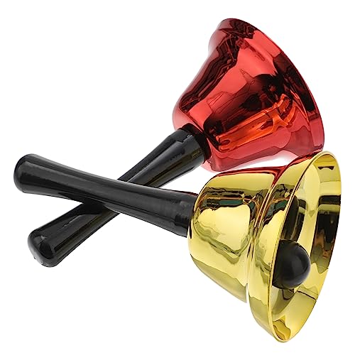 ARTIBETTER 2 Stück Metallglocke Handglocken mit Ergonomischem Griff Leichte Stabile Schellenglocken für Schule Zuhause Hotel und Weihnachtsfeier Klassische Handglocken in Rot und Gold von Artibetter