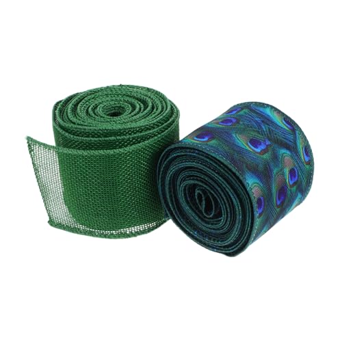 ARTIBETTER 2 Stück Teiliges Grünes Dekoband mit Drahtkante Polyester Pfauenmuster Schleifenband für Geschenkverpackung Kränze Weihnachtsbäume Flexibel für Wand Tür und Fensterdeko ARTIBETTER 2 Stück Teiliges Grünes Dekoband mit Drahtkante Polyester Pfauenmuster Schleifenband für Geschenkverpackung Kränze Weihnachtsbäume Flexibel für Wand Tür und Fensterdeko von Artibetter