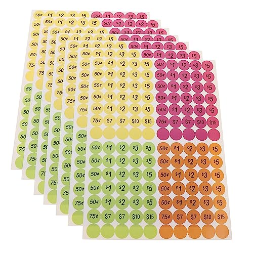 ARTIBETTER 20 Blatt Preisetiketten Aufkleber Selbstklebende Preisschilder für Kleine Unternehmen Farbenfrohe Verkaufsaufkleber für Flohmärkte und Einzelhandelsgeschäfte von Artibetter