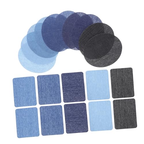 ARTIBETTER 20 Stück Bügelflicken für Jeans aus Dickem Denim Selbstklebende Ovale und Rechteckige Stickerei-patches zum Reparieren von Löchern an Knie und Ellbogen Vielseitig für Kleidung und von Artibetter