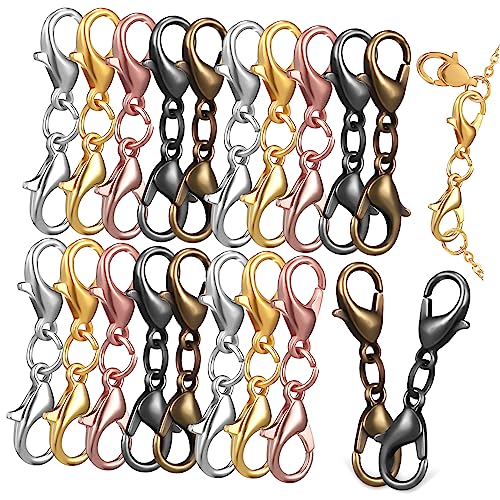 ARTIBETTER 20 Stück Doppel Lobster Clips für Kettenverlängerung Armband und Extender für Schmuckherstellung in Gold Silber Antikgrün Roségold und Gunmetal von Artibetter