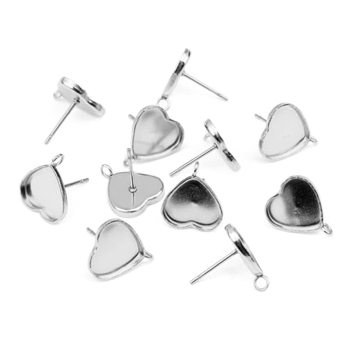 ARTIBETTER 20 Stück Herzförmige Edelstahl Ohrstecker Rohlinge DIY Schmuckzubehör Ohrstecker Basis Basteln Damen Ohrringe Selber Machen Schmuckzubehör für Erwachsene von Artibetter
