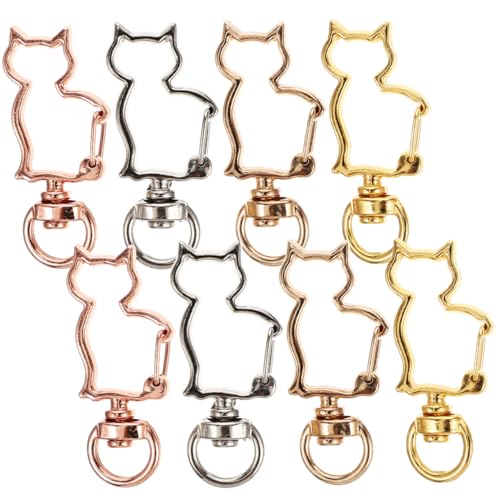 ARTIBETTER 20 Stück Katzenform Feder Karabiner Schlüsselanhänger Clips Metall Drehverschlüsse für DIY Accessoires Gold Silber Roségold und Gold von Artibetter