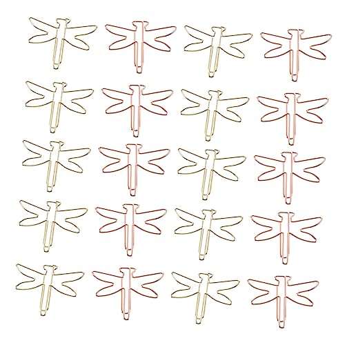 ARTIBETTER 20 Stück Kreative Papierklammern Tierform Büroklammern für Dokumente Notizen und Scrapbooking für Büro und Schule Roségoldene Libelle von Artibetter