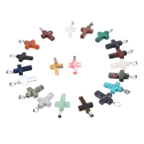 ARTIBETTER 20 Stück Schmuck Abstandsperlen Kreuzperlen farbig kleine Steinanhänger Steine gemstone beads glucksbringer Kreuzanhänger für Armbänder Mehrzweck-Kreuzlose lose Perle Naturstein von Artibetter