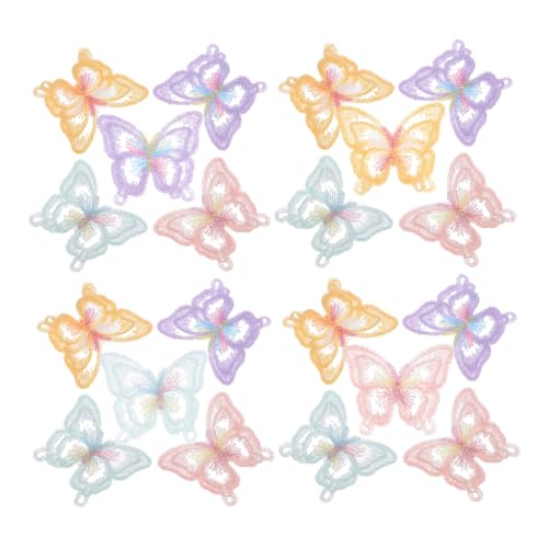 ARTIBETTER 20 Stück Teiliges Organza Schmetterling Aufnäher Doppelter Stickerei Applique Patches Bunte DIY Stoffapplikationen für Kleidung Hochzeit Braut Schuhe Taschen Dekoration von Artibetter