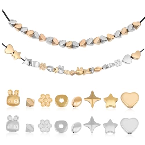 ARTIBETTER 200 Stück Diy Perlen Unregelmäßige Schmuckperlen für Armbänder und Goldene Silberne Farben für Freundschaftsarmbänder und Schmuckherstellung ARTIBETTER 200 Stück Diy Perlen Unregelmäßige Schmuckperlen für Armbänder und Goldene Silberne Farben für Freundschaftsarmbänder und Schmuckherstellung von Artibetter