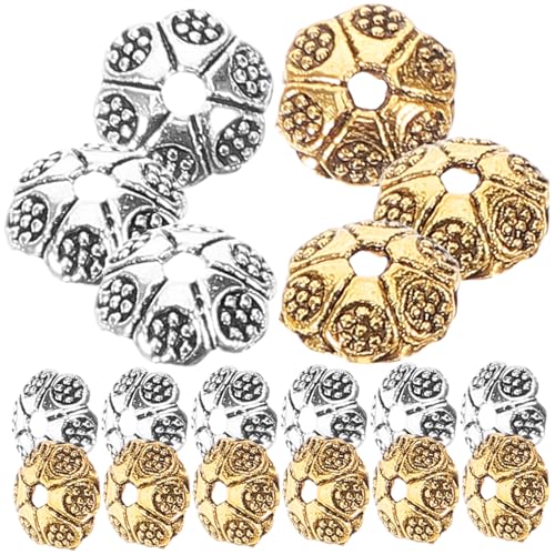 ARTIBETTER 200 Stück Schmuck lose Perlen Herstellung klein rostfrei Oval winzig Halsketten-Endkappen Perlenkappen aus Metall Halskette Perlen Perlenketten-Set DIY-Perlen von Artibetter
