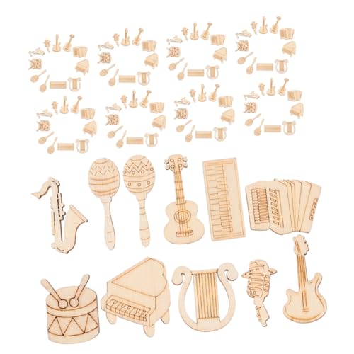ARTIBETTER 200 Stück Unfertige Holzstücke in Musikinstrument form Blanko Holzplättchen zum Basteln Natürliche Holzrohlinge mit Maserung für DIY Deko Musikliebhaber Familienaktivitäten von Artibetter