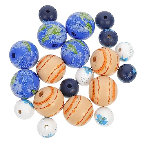 ARTIBETTER 20Stücke Große Holzperlen für DIY Schmuckperlen Runde Holzkugeln Bunten Designs zum Basteln Armbändern Natürlichem Holz Gefertigt von Artibetter
