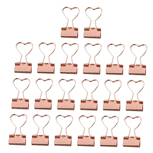 ARTIBETTER 20Stücke Herzförmige Binderclips Goldene Metallbinderclips für Büro und Schule Multifunktionale Büroklammern für Dokumente und Materialien Professionelle Dateiclips von Artibetter