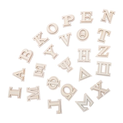 ARTIBETTER 24 Stück Hölzernes griechisches Alphabet griechische Einrichtung handwerk aus massivem holz griechische Buchstaben aus Holz leere Buchstaben Alphabet-Holzspan Beige von Artibetter