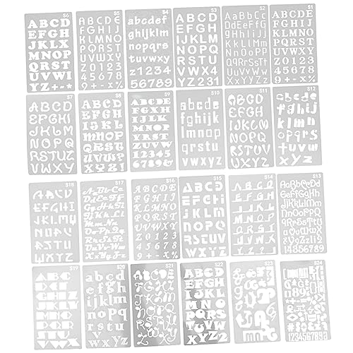 ARTIBETTER 24Stücke Buchstabenschablonen Hohles Design Wiederverwendbare Malvorlagen für Scrapbooking DIY Geschenkkarten und Dekoration Sicher und Geruchlos von Artibetter